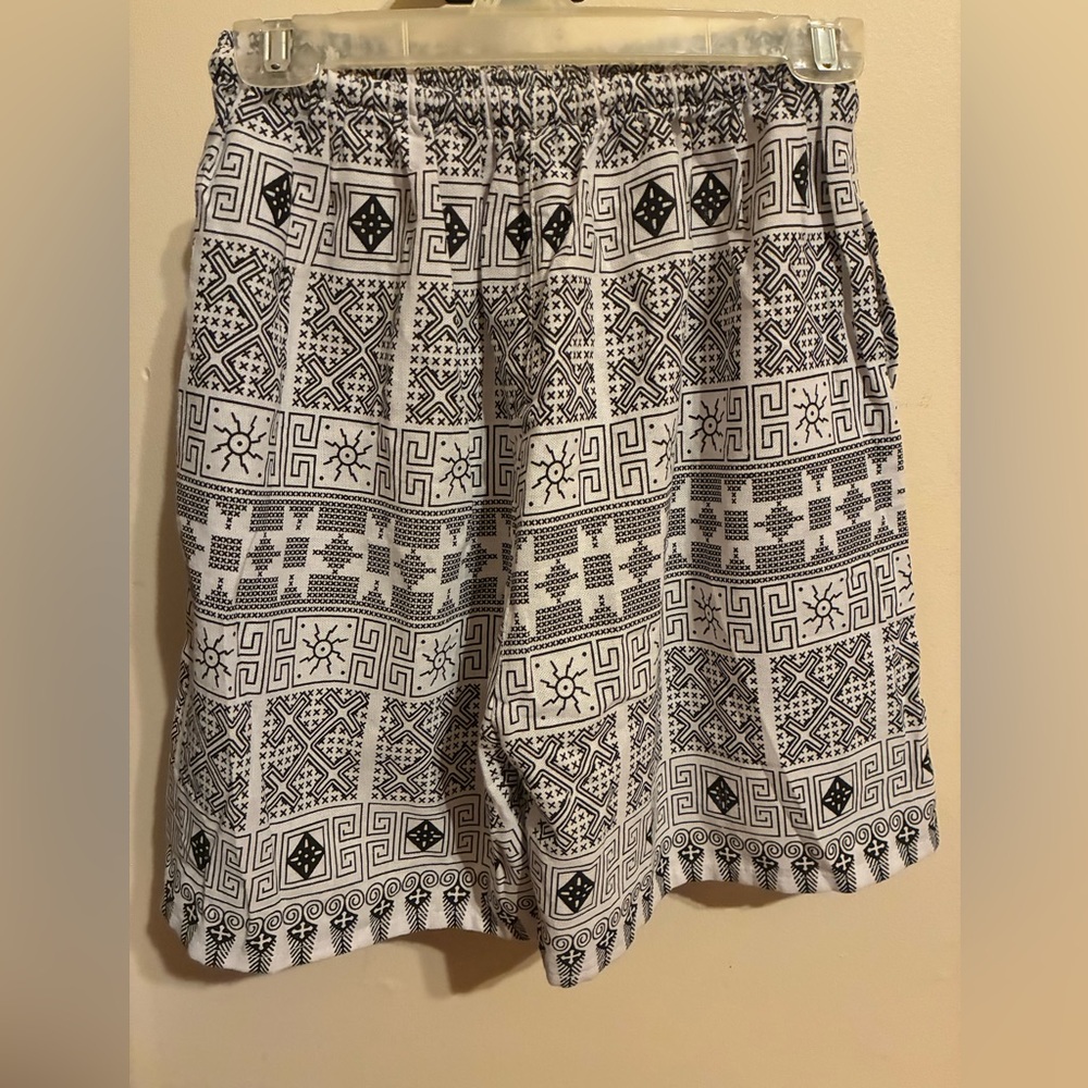 Black and White Patterned Women's Shorts. Made in Thailand.